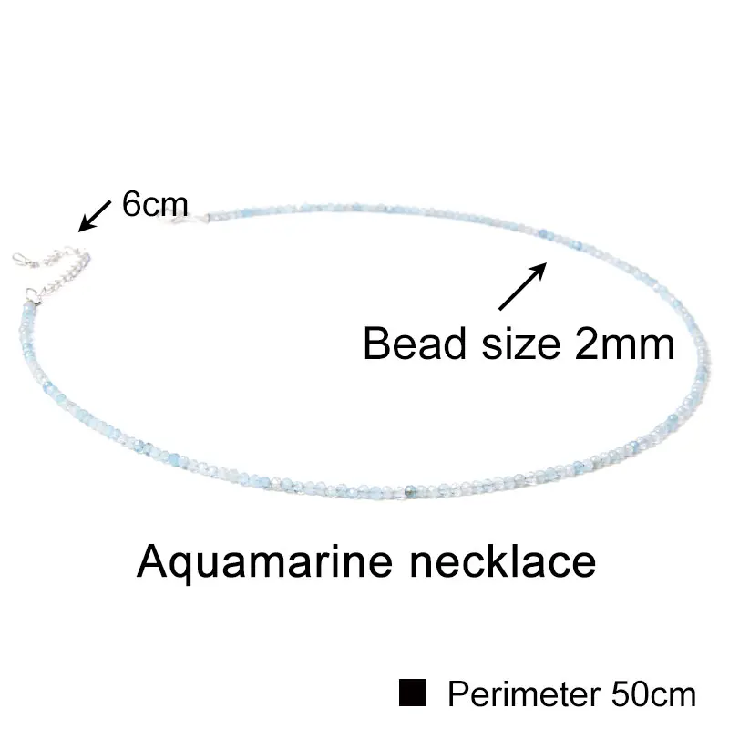 Simple Facted Small Beads Necklaces Natural Stone Aquamarines Spinel Beaded Necklaces For Men Women Jewelry Male Gifts Wholesale