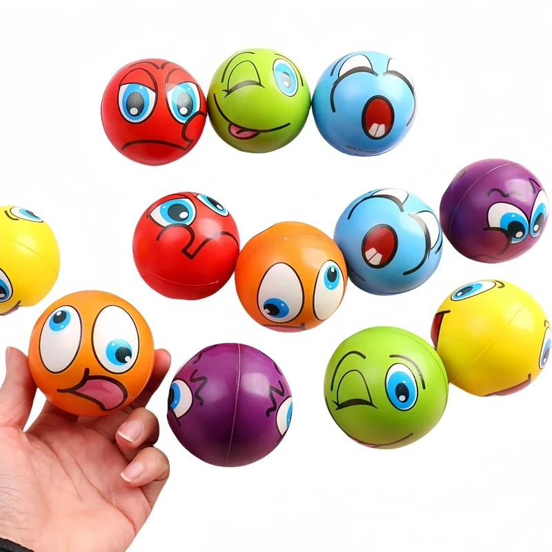 12 Stuks Grappige Spons Druk Uitdrukking Zachte Bal Squeeze Grappige Uitdrukking Pu Schuim Rustgevende Speelgoed Pols Actie Sport Speelgoed bal