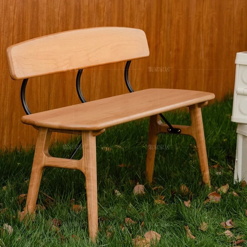 

Customizable Solid Wood Long Japanese Simple Dining Table Living Room Nordic Backrest Chair