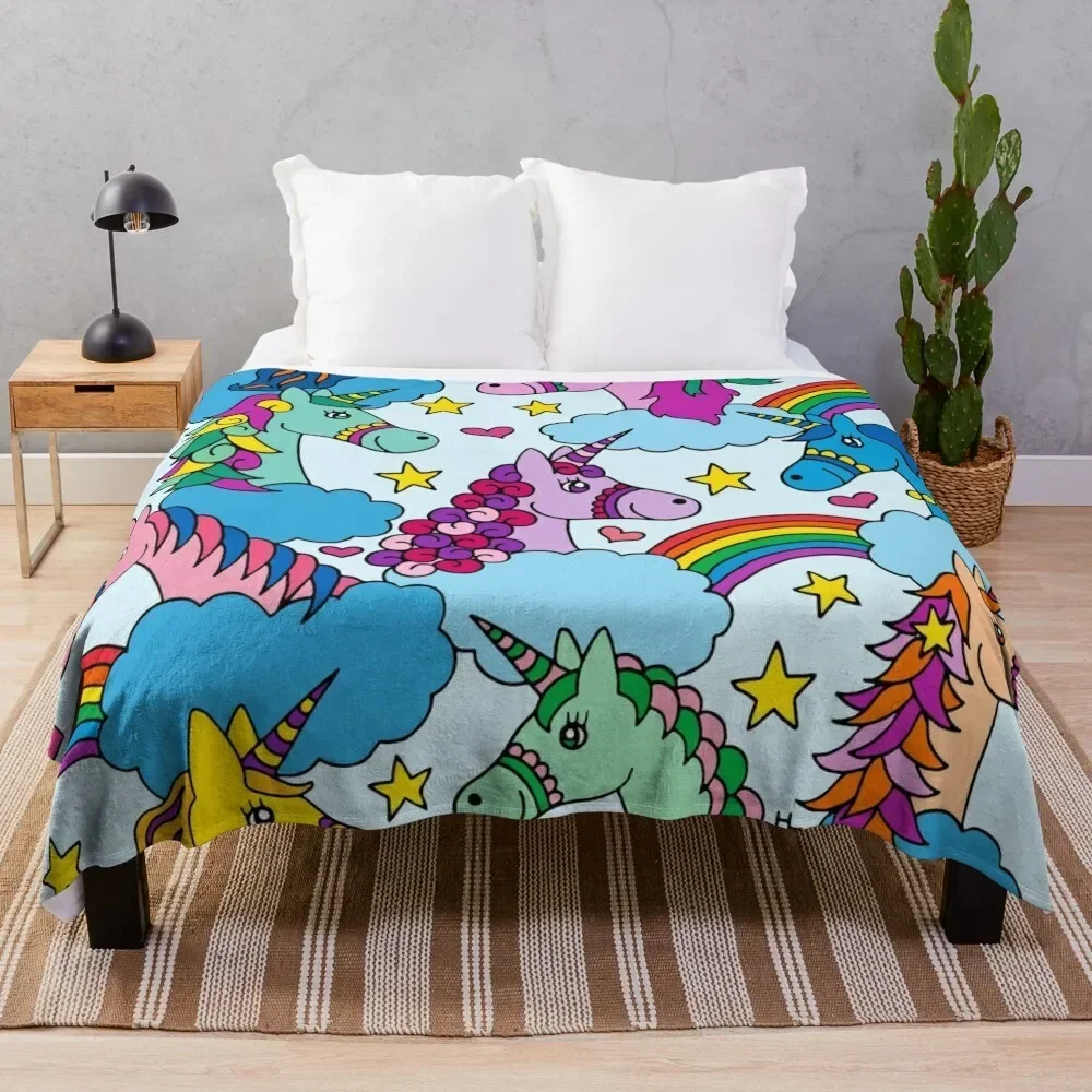 

Unicorns and Rainbows || Magical Unicorn || Kids Throw Blanket Modern Design Soft Blanket for Home Decor