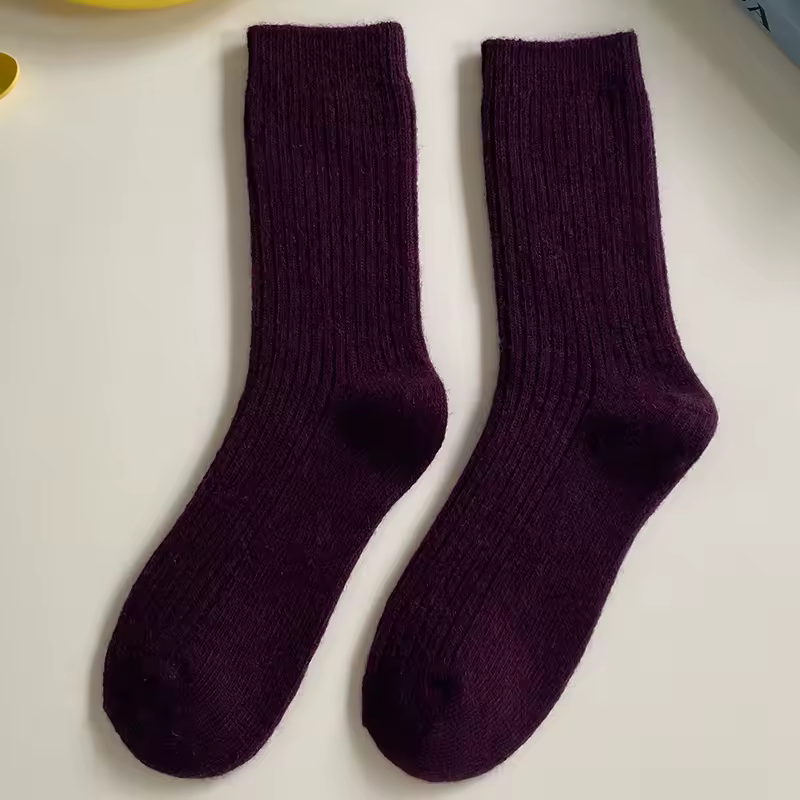 1 Pair Women Cotton Loose Socks Autumn Winter Knitting Solid Color Long Black Pink Korean Japanese Student Girls Stockings Retro - Image 5