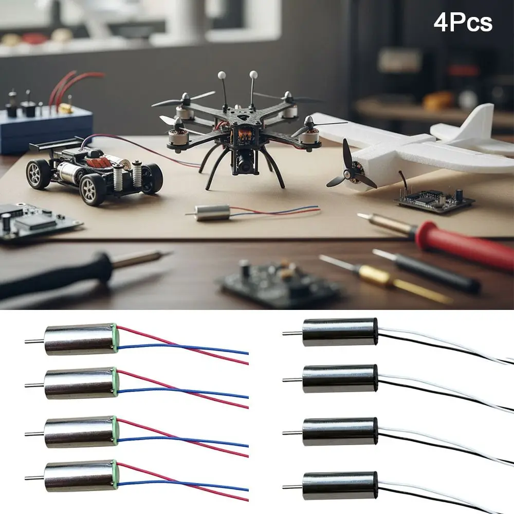 4pcs 6 * 14MM High Speed 614 Hollow Cup 3.7V 50000rpm 0.12 A Aircraft Motor Strong Magnetic Model Quadcopter Parts Accessories