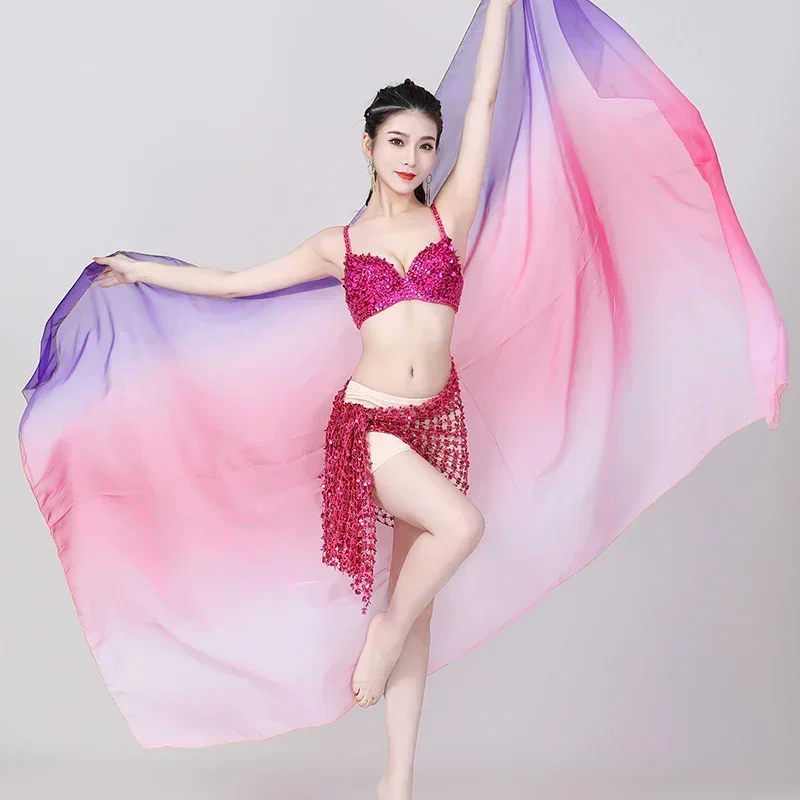 Women Belly Dance Chiffon Veils Light Belly Dancing Shawls Hand Thrown Stage Gradual Scarves