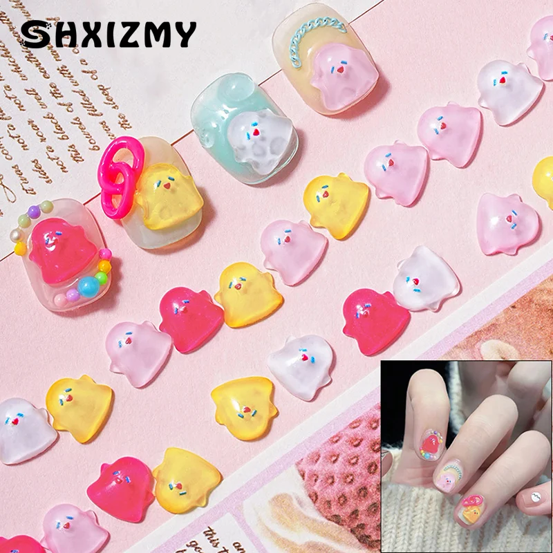 10PCS Cartoon Mini Nail Accessories Cute Little Ghost Nail Art Design Decoration Accessories Funny Earrings DIY Accessories