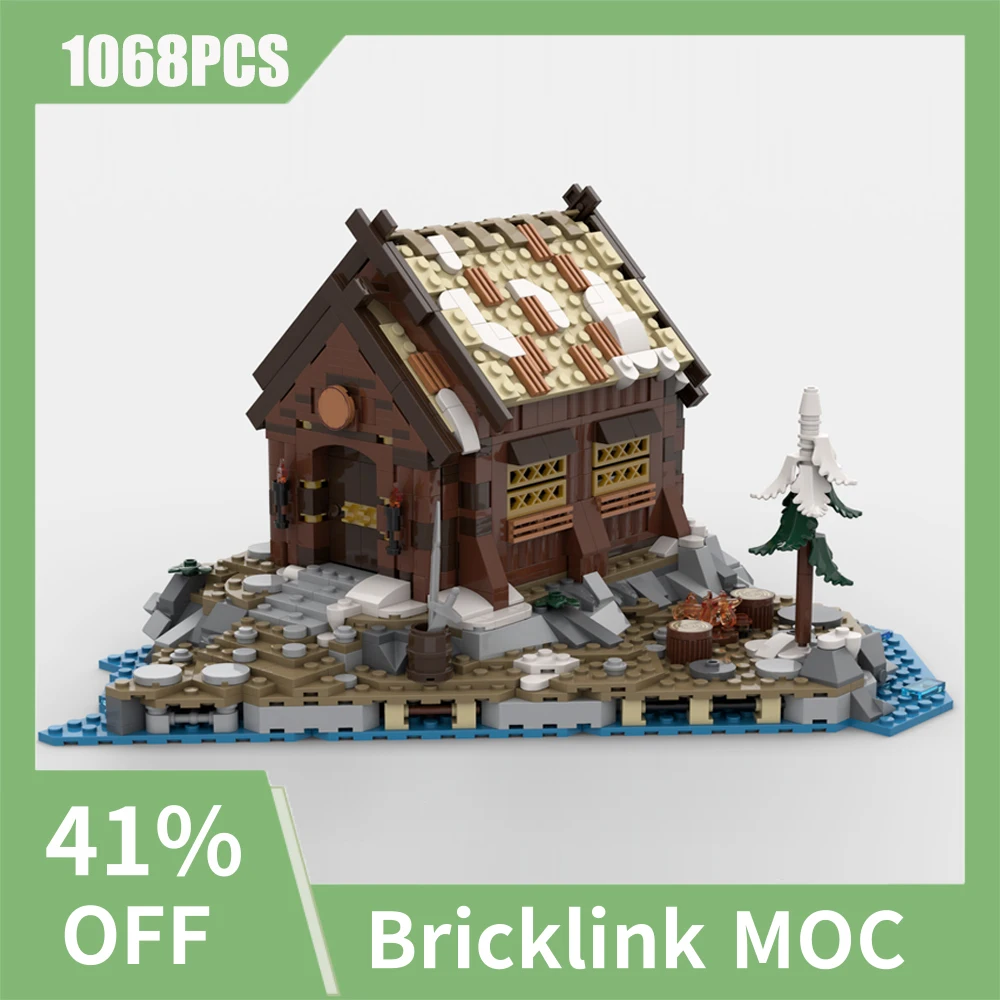 ใหม่ 1068 ชิ้นยุโรปยุคกลาง Street View Viking Village Mead Hall & Campfire รุ่นสร้างสรรค์ไอเดีย childToyGift บล็อก MOC-21343