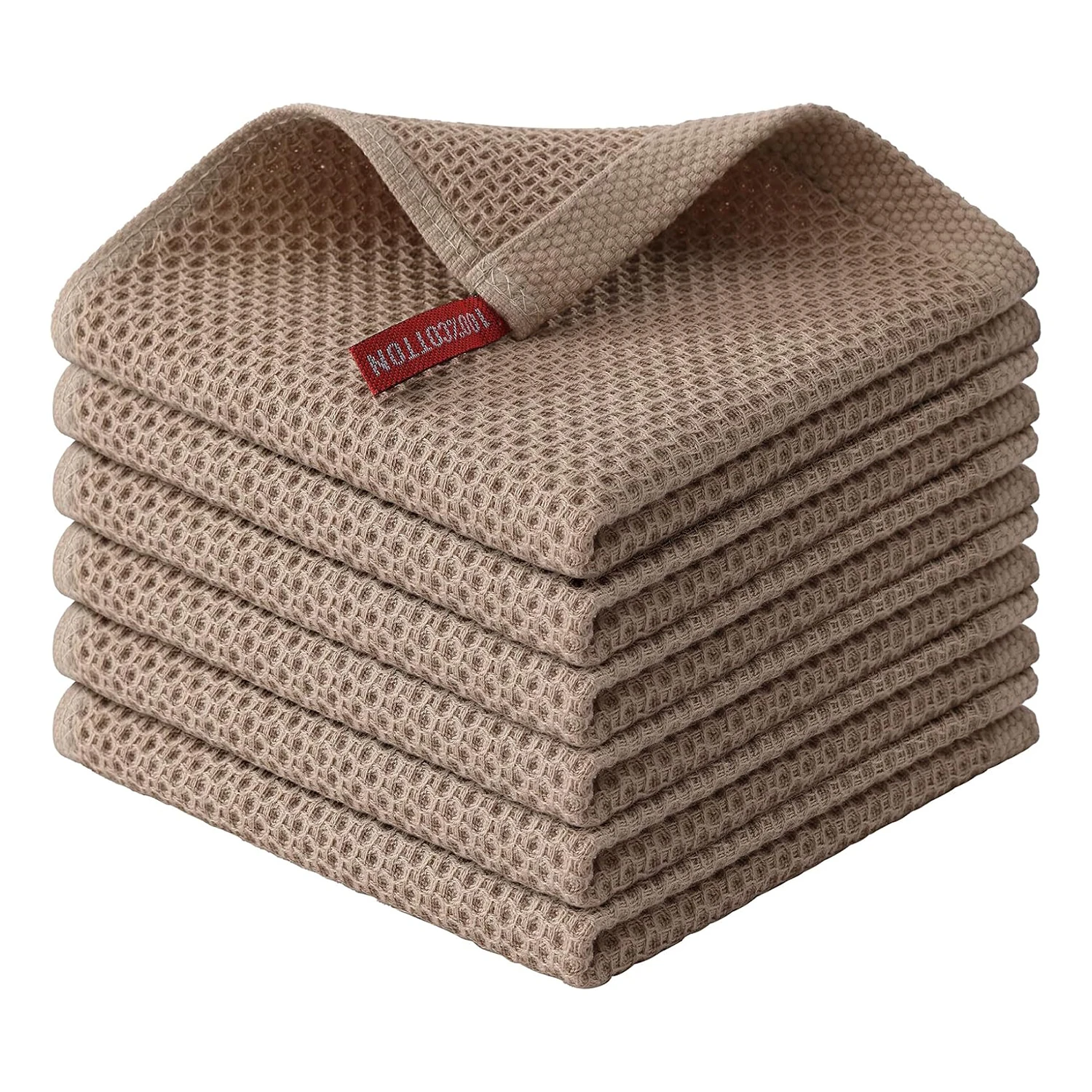 Paquete de 6 paños para platos de cocina de tejido de gofres 100% algodón, toallas para platos suaves y absorbentes de secado rápido, paño de limpieza del hogar, 12x12 pulgadas