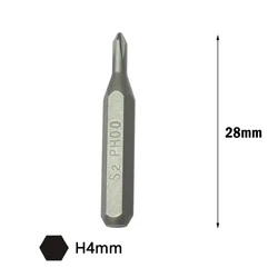 Wholesale S2 Steel 4mm Phillips Screwdriver Bits PH00 3/25 inch Hex Shank Cross Bit PH00 Tip H4×28mm, 12pcs/lot