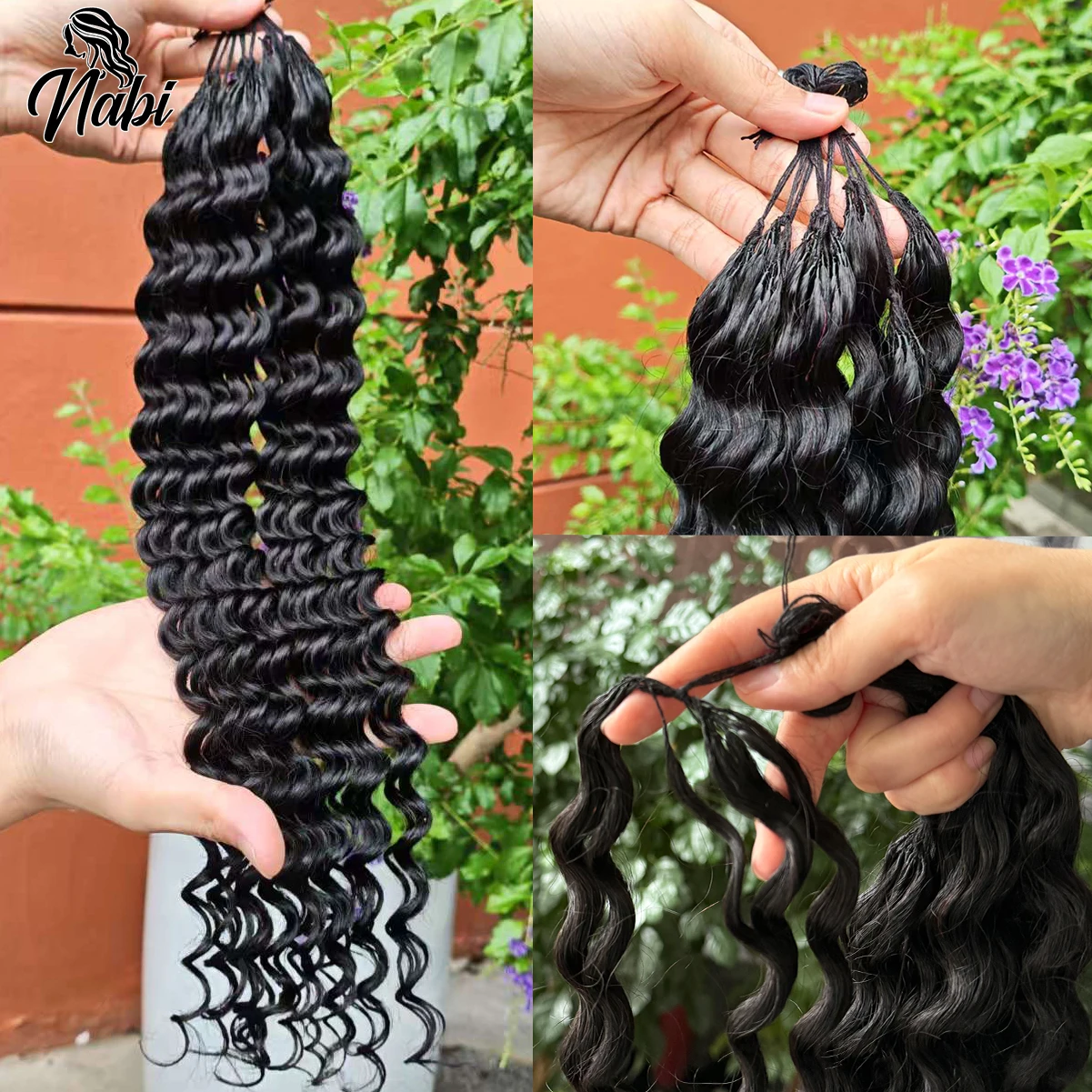 

NABI 100% человеческие волосы, 100 г/упак., предварительно разделенные вьющиеся человеческие волосы, вязанные крючком, без узлов, наращивание волос, двойные нарисованные человеческие волосы