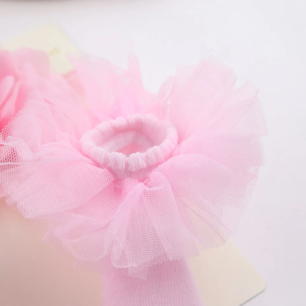 3Pcs/Set Organza Flower Lace Baby Headbands Socks 0-12M Cotton Anti Slip Solid Newborn Toddler Sock Bow Caps Headwraps