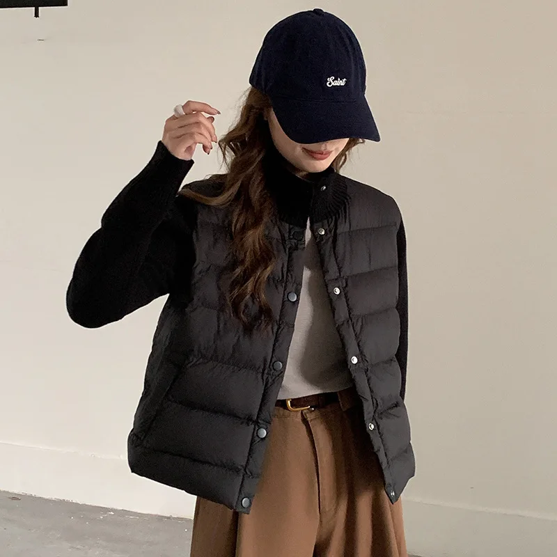 

Новая зимняя однотонная хлопковая куртка для отдыха, женская теплая открытая куртка на пуговицах с вязаными рукавами, легкий дизайн, женский топ