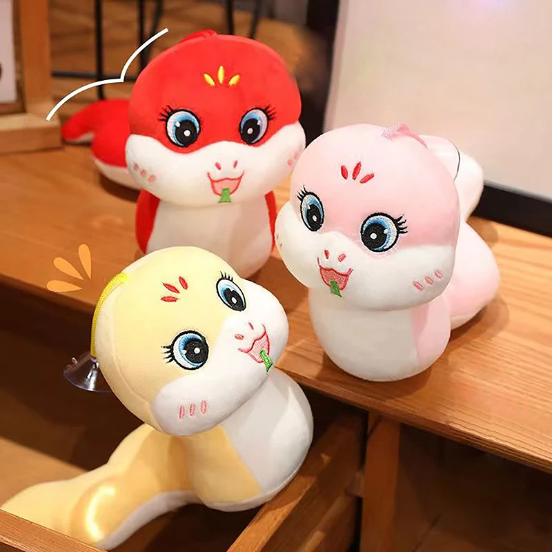 30CM Cute Zodiac Snake Plush Keychain Pendant Stuffed Doll Lucky Mascot Gifts For Children Chinese New Year Decoration