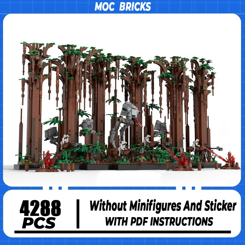 

Звездный фильм Moc, строительный блок, битва леса, луна, модель, технология, кирпич, сделай сам, сборка, модульная строительная игрушка, праздничные подарки