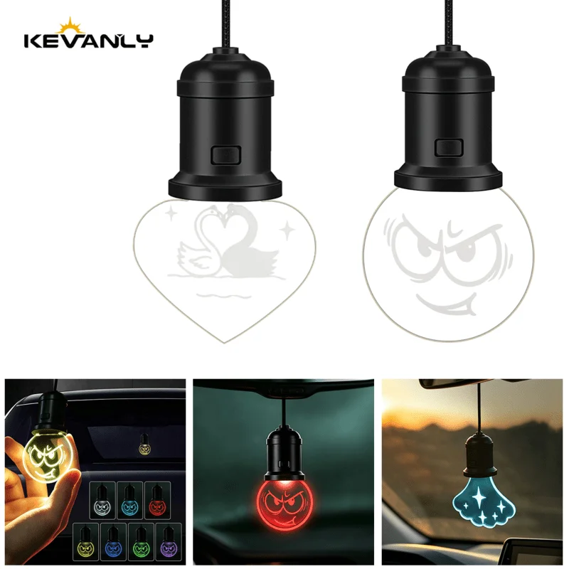 RGB Hanging LED Luminous Pendant Light Car Decoration Retro Lighting Rearview Mirror Decoration For Room Camping Interior Lamp