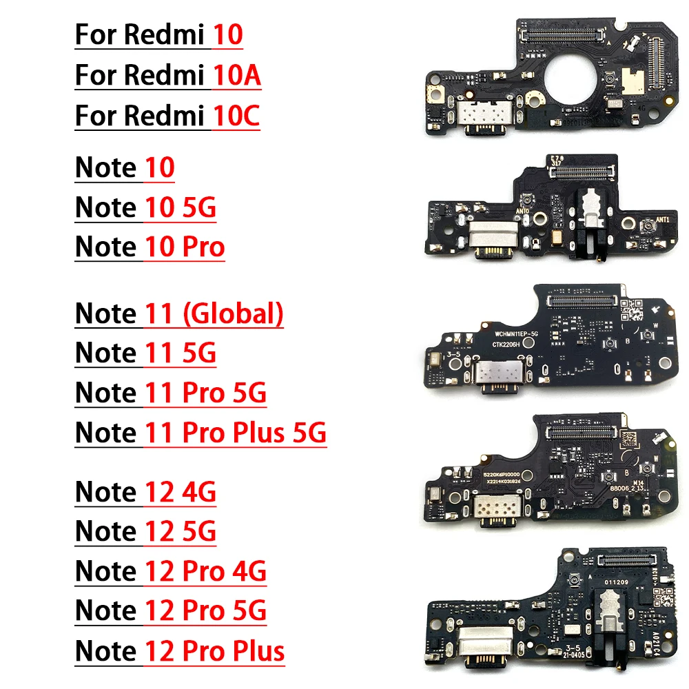 

NEW USB Fast Charging Port Dock Charger Plug Connector Flex Cable Board For Xiaomi Redmi 10C 10A Note 10 11 12 Pro + 5G 4G Plus