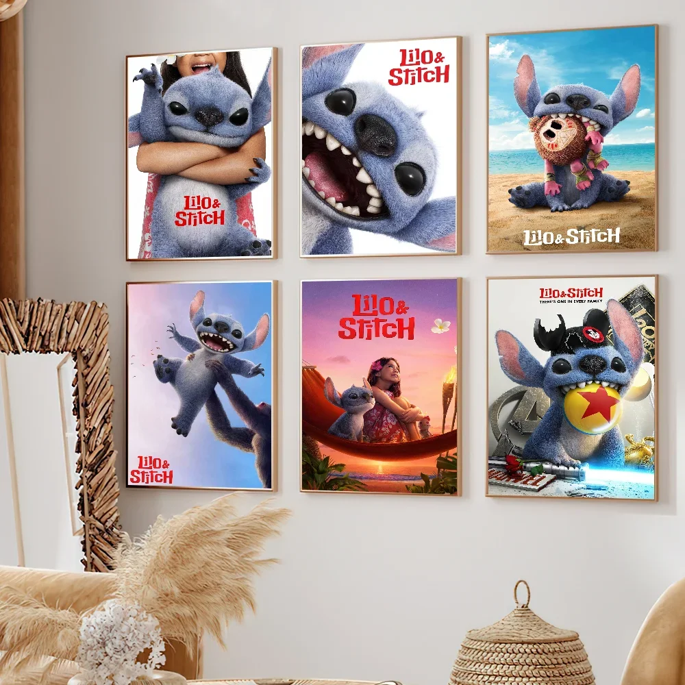 

Movie L-Lilo S-Stitch Poster Self Adhesive Painting Living Room Office Decoration Bedroom Home Wall Sticker Prints