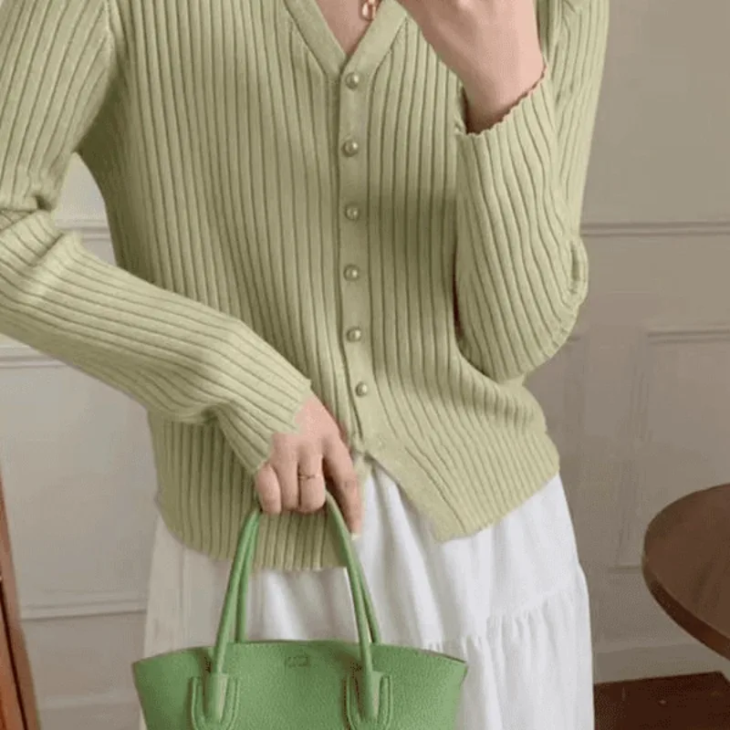 

Осенний новый стильный однотонный вязаный кардиган с длинными рукавами для женщин, простая универсальная утягивающая рубашка