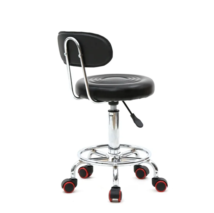 

Регулируемый салонный табурет круглой формы со спинкой и линией, черный XH