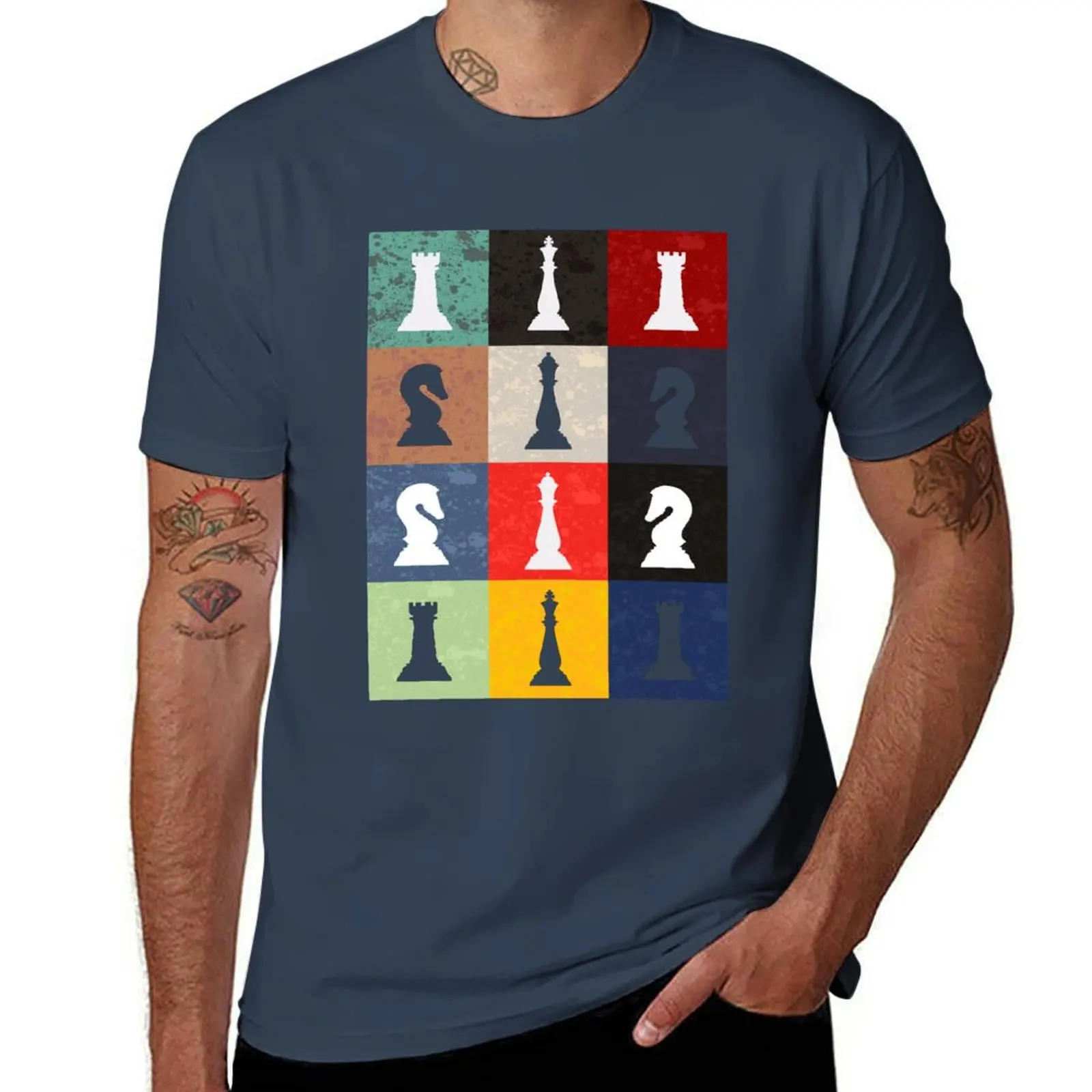 

Retro Chess Player Grandmaster Strategy Board Game Gift T-Shirt Casual Loose Fit Summer Tee Shirt