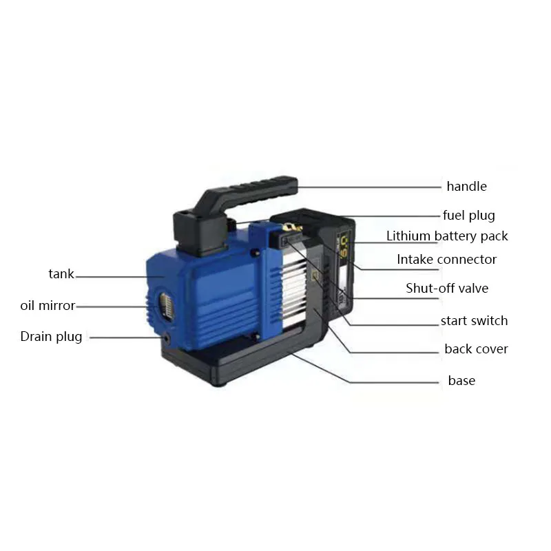 VRP-2DLi ปั๊มสูญญากาศ Brushless DC แบตเตอรี่ลิเธียม Bipolar 1L ปั๊มสูญญากาศ Air EXTRACTOR เครื่องทําความเย็น Air Conditioner