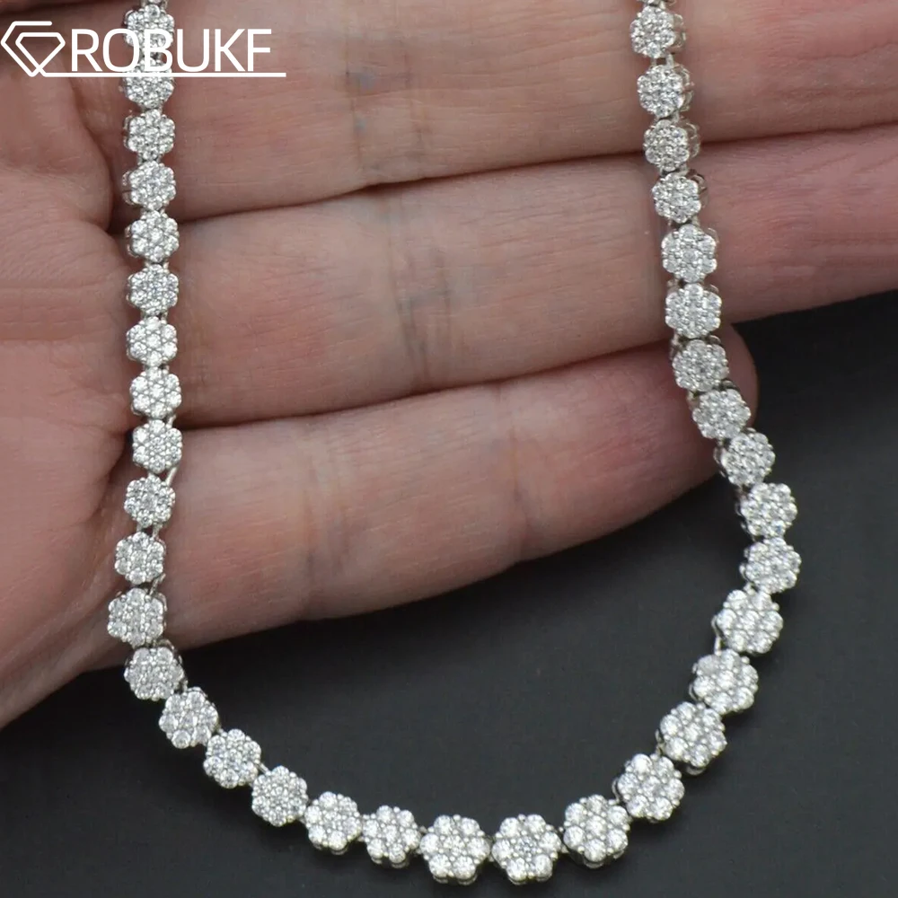 

Flower Cluster Full Moissanite Diamond Tennis Bracelet for Women 100% 925 Sterling Silver Plated 18K Bridal Wedding Jewelry Gift