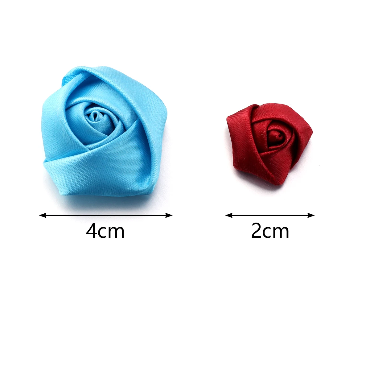 20pcs Satin Fabric Rose Flowers Colorful Handmade Satin Ribbon Flower Bud For DIY Wedding Party Clothing Headwear Decor Supplies