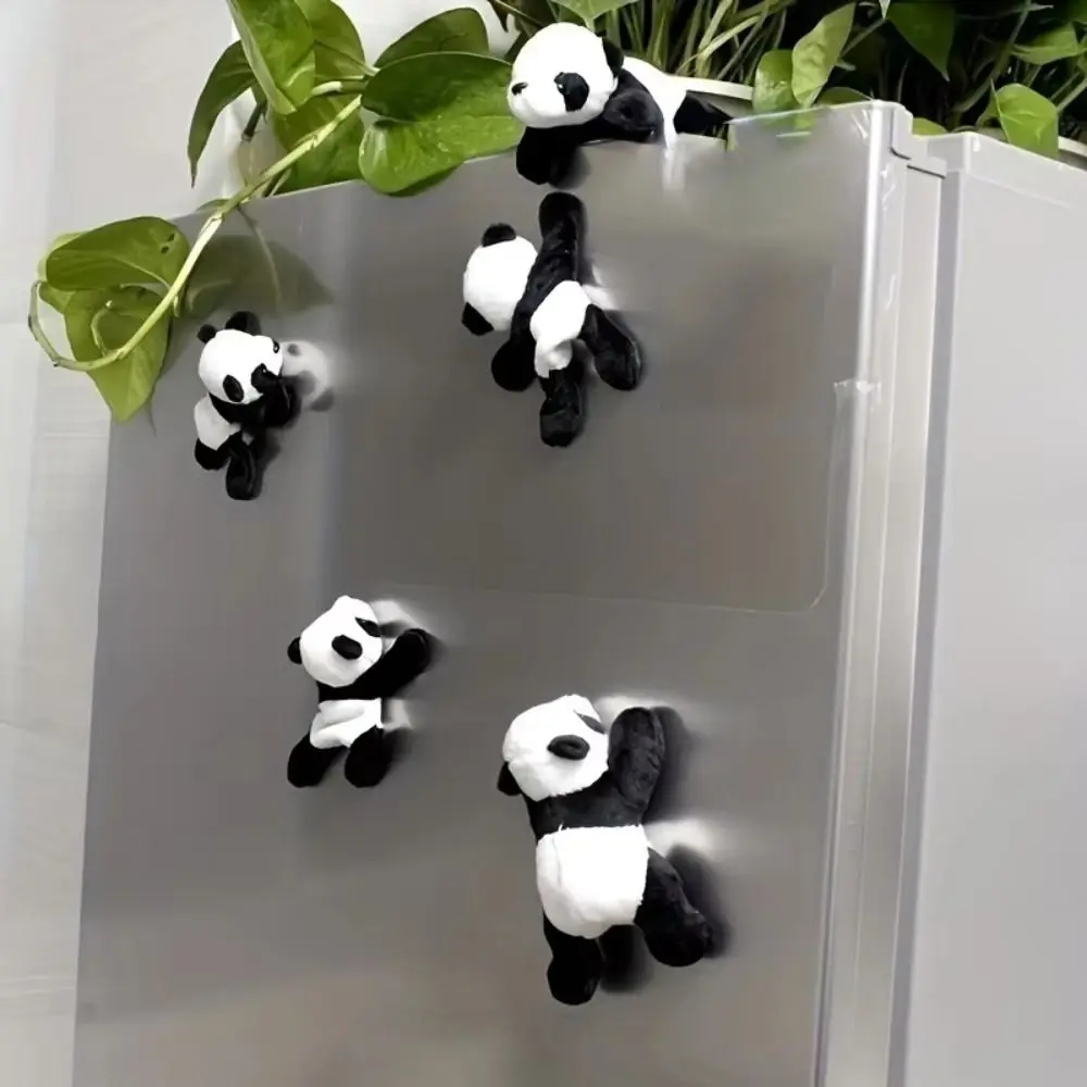 

Soft Mini Plush Panda Refrigerator Magnet Cartoon Decorative Panda Plush Toy Stuffed Refrigerator Decor