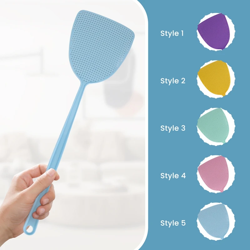 Fly Swatter 10 Pack Plastic Long Handle Fly Swat Manual Swat Pest Control For Flies And Mosquito Multi-Color Random-ABSW