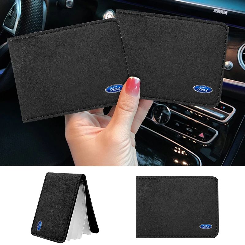 Suede Driver License Holder Ultra Thin Case ID Card Credit Card Holder For Ford Ecosport Edge Figo Flex Focus Fusion Fiesta