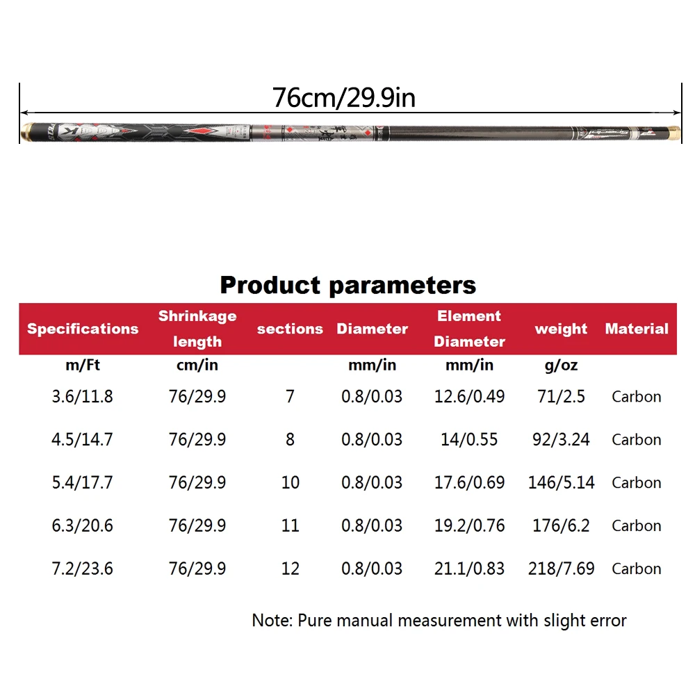 جديد خفيف SuperHard 3.6/4.5/5.4/6.3/7.2 متر تيار اليد القطب ألياف الكربون الصب تلسكوبي الصيد قضبان الأسماك معالجة