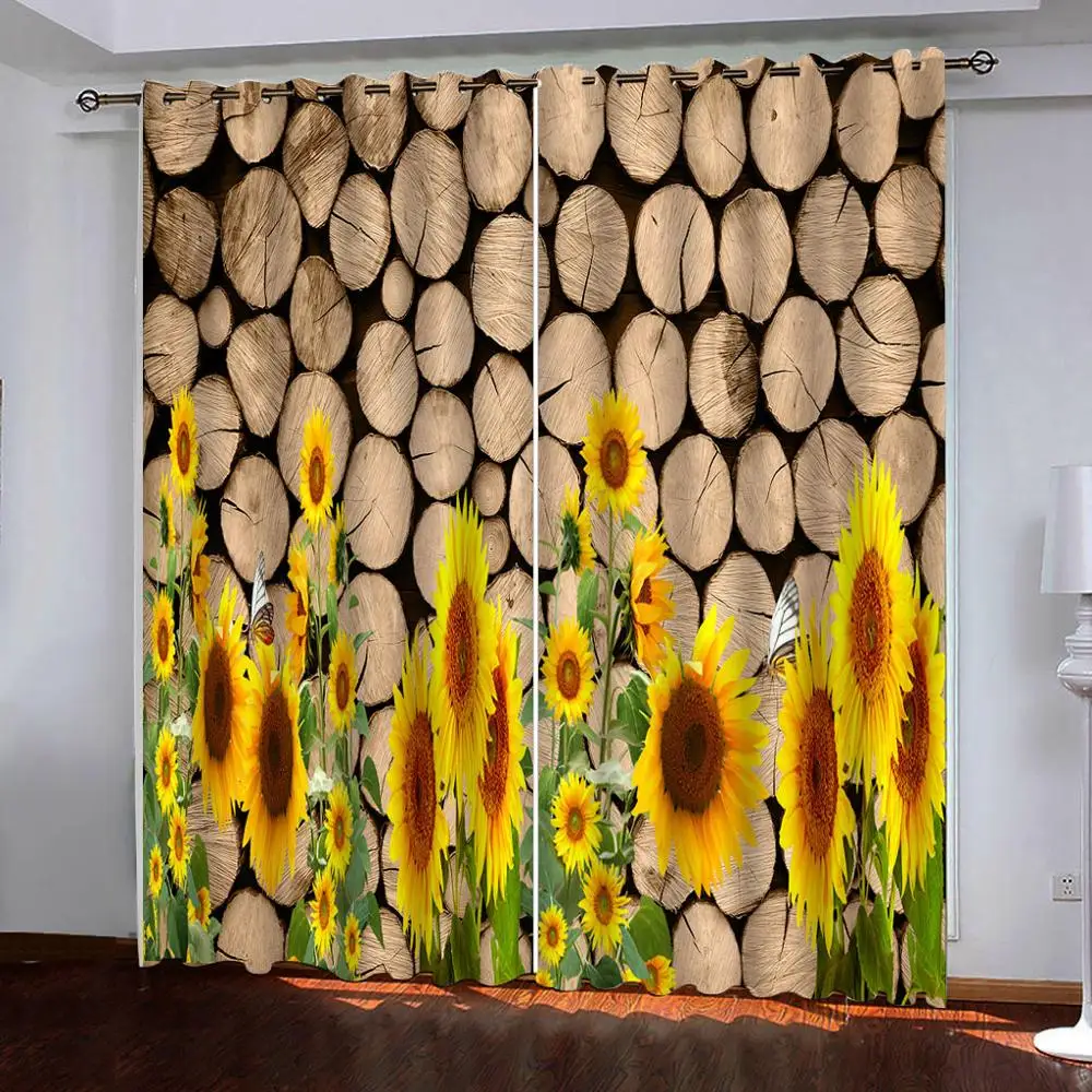 Nature personality style Roundwood grows flowers photo print 3d curtain Garden Door curtain custom curtains