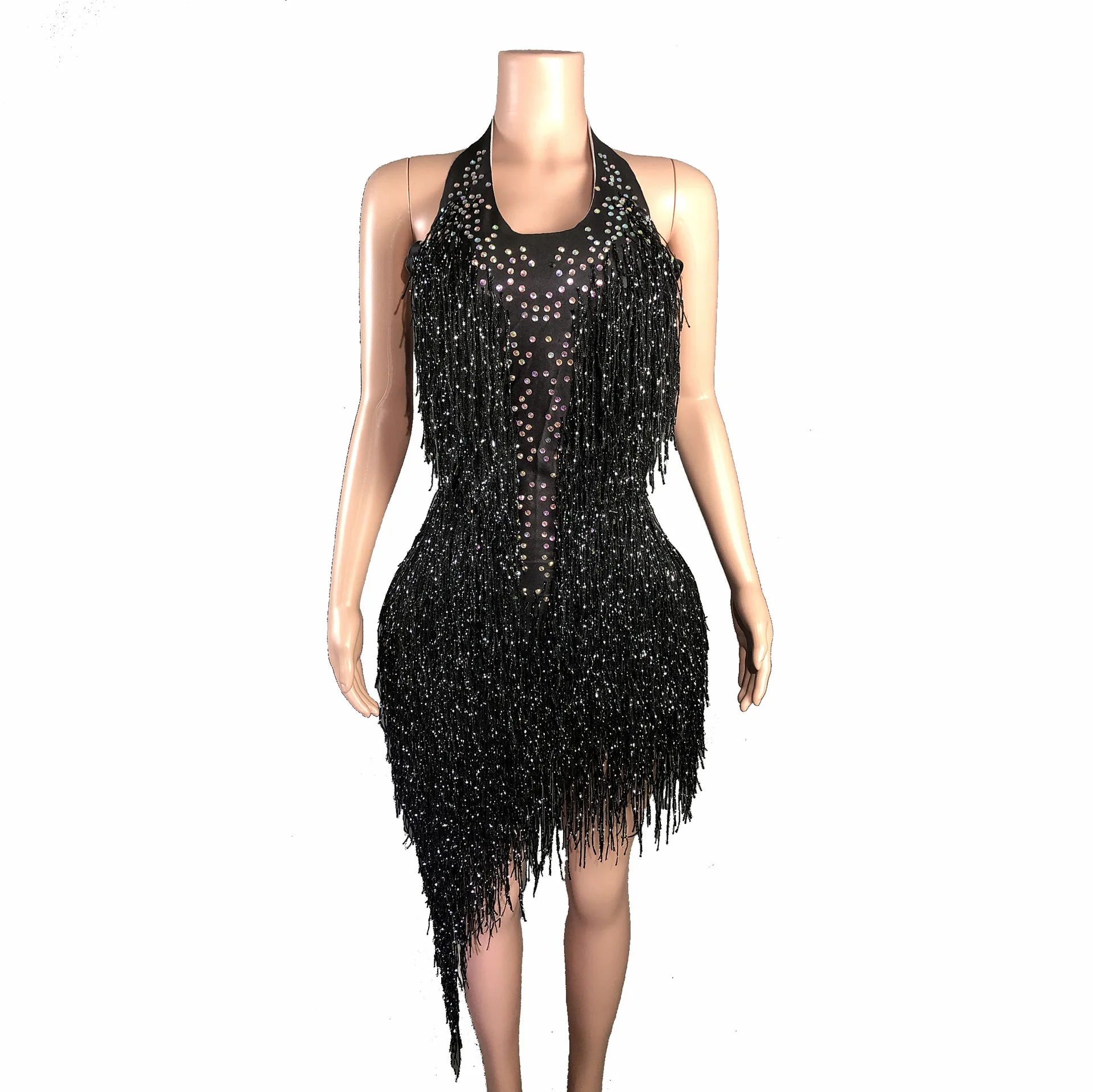 Hot-selling Female Singer Host Stage Dress Tight Glam Suspender Breast-wrapped Jumpsuit Robes De Soirée Vestidos Luxo Para Festa
