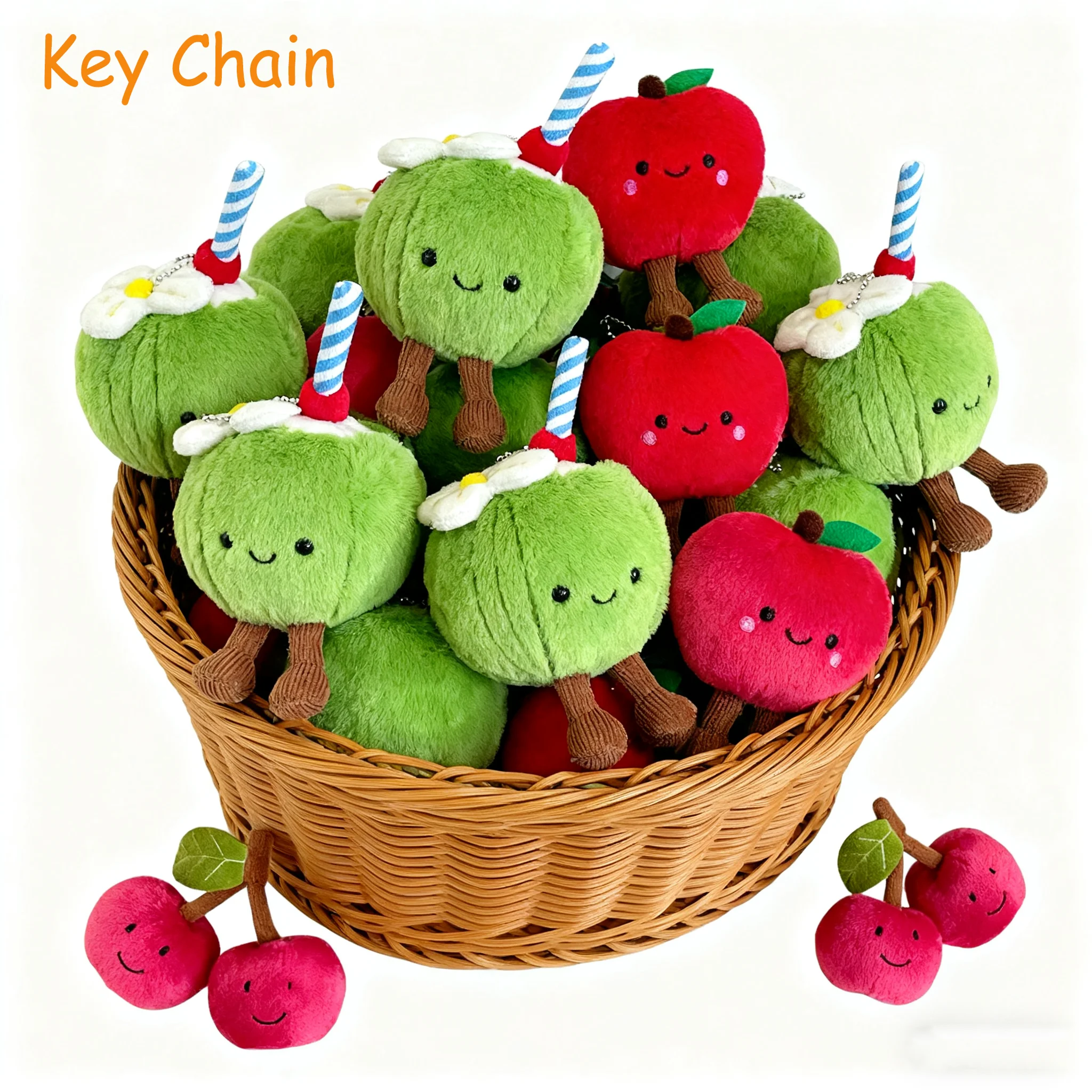 

Mini Fruit Plush Toys Keyring Charms Colorful Stuffed Fruit Dolls Soft Plush Toys Party Giveaways Keyring Ornaments Bag Charms