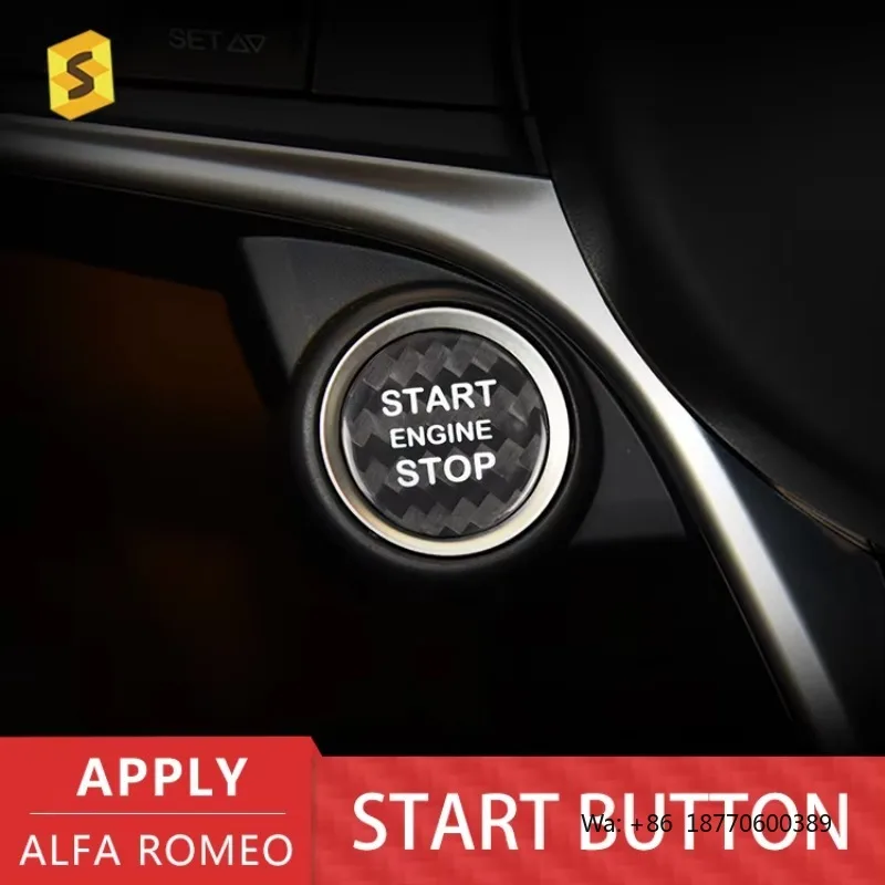 ES Car Interior Accessories Carbon Fiber Button Cover for Alfa Romeo Giulia Stelvio