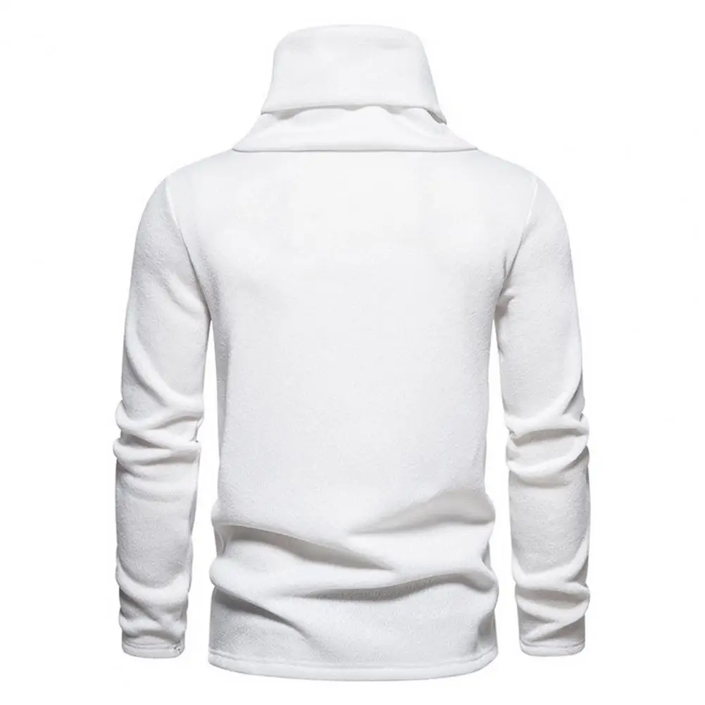 

Men Solid-color Sweatshirt Men's High Piled Collar Knitted Sweatshirt Warm Thick Pullover for Fall Winter Long Sleeve Mid Length