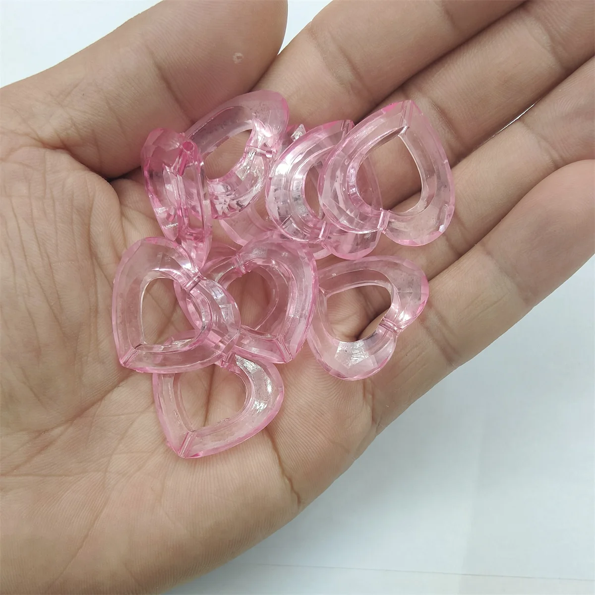 10pcs/set 24mm*26mm Big Transparent Candy Color Hollow Acrylic Heart Pendant For DIY Keychain Jewelry Making Accessories