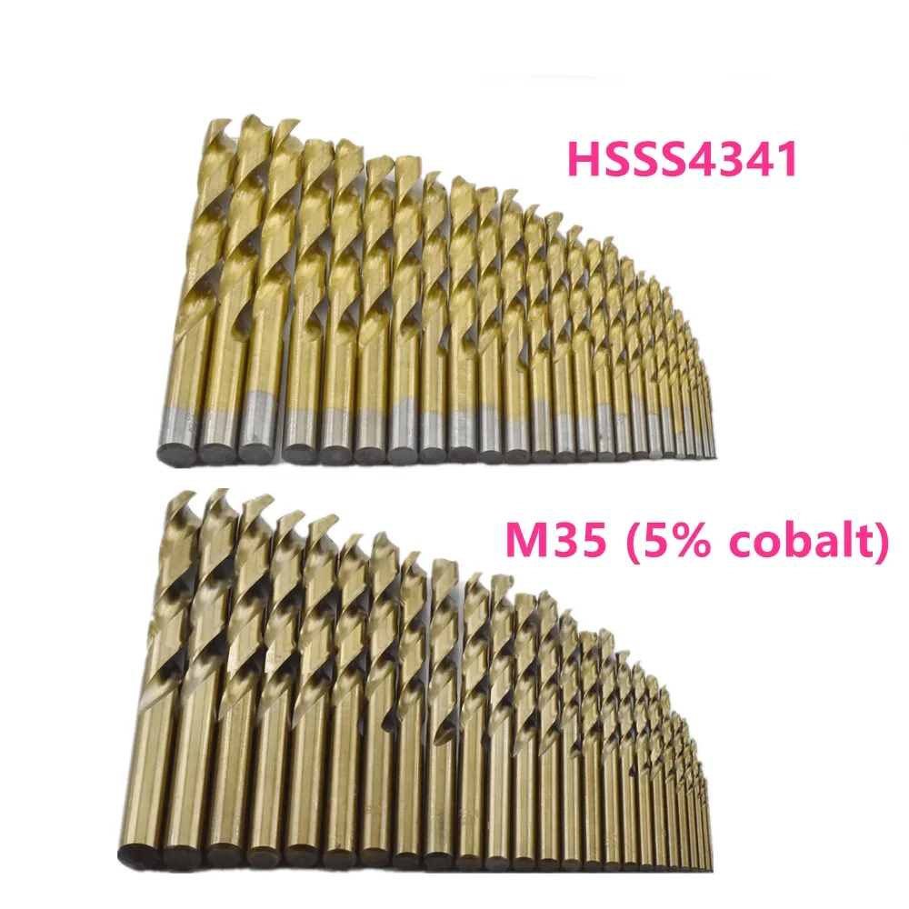 13/19/25pcs HSS Ti Coated Drill Bit Set 1.0-13mm for Metal Woodworking Drilling Power Tools Accessories in Iron Box
