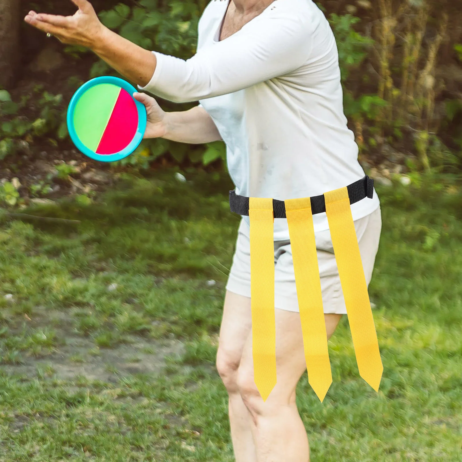 Cinturón con bandera de fútbol, talla única, se adapta a la mayoría de nailon duradero, PVC, colores brillantes, equipo de juego divertido para exteriores, cinturón de entrenamiento de fútbol