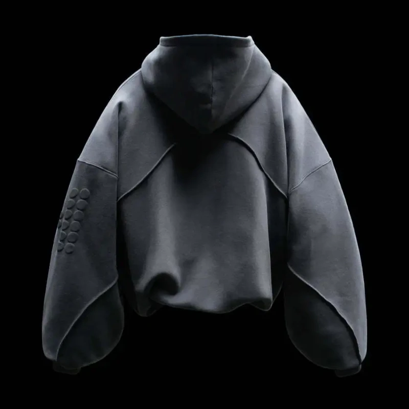 High Street Harajuku Hip Hop Rock Lange Mouw Trui Esthetische Contrast Stiksels Creatieve Schuim Afdrukken Mode Casual Hoodie