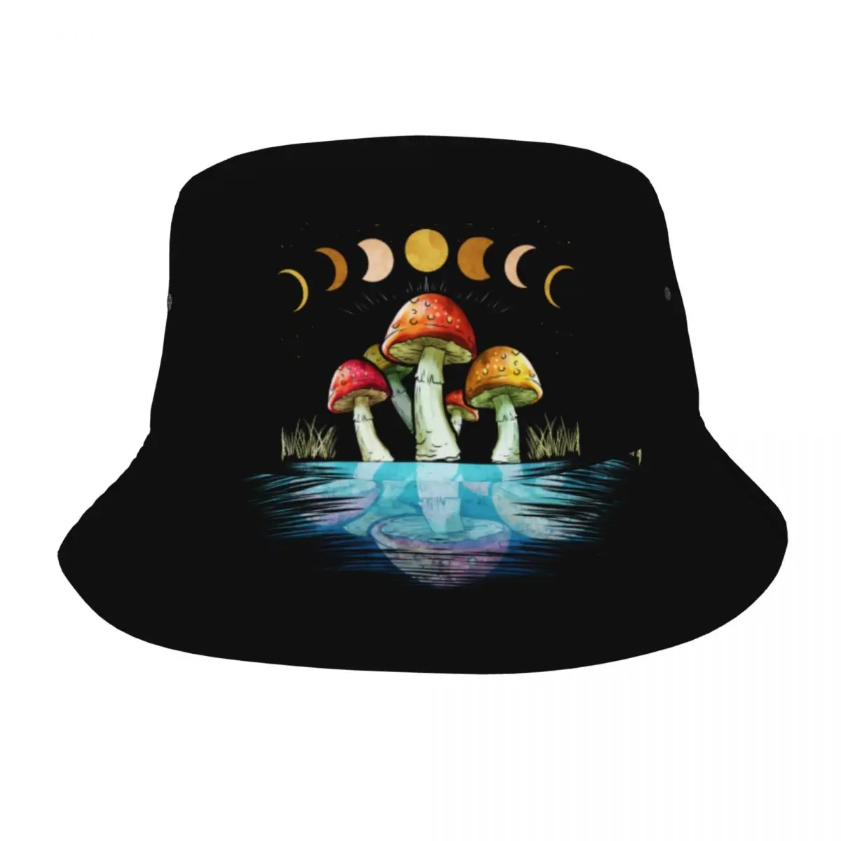 Goblincore Asthetics Lunar Cycle Bucket Hats Vocation Getaway Headwear Merchandise Vintage Mushrooms Gift Fisherman Caps