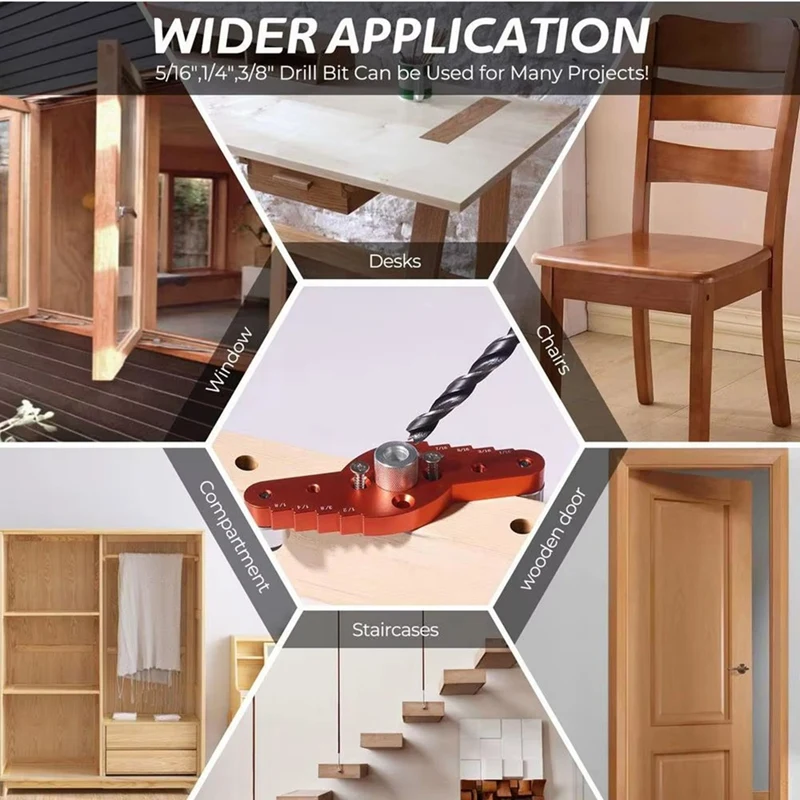 AT51-Dowel Jig Kit لقوس الرف العائم (1/2 بوصة × 11.8 بوصة مثقاب) دليل الحفر للرف، مثقاب ثقب التمركز
