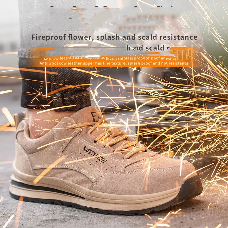 2023 New Steel Toe Men's Safety Shoes Four Seasons Anti-smash Anti-puncture Protect Shoes Plus Size Zapatos De Seguridad