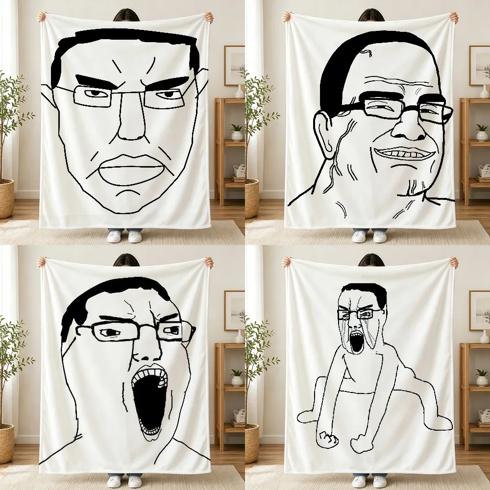 Funny Cartoon Man Face Throw Blanket Novelty Gift for Friends Family House Decor Couch Throw 150x200cm 150x230cm