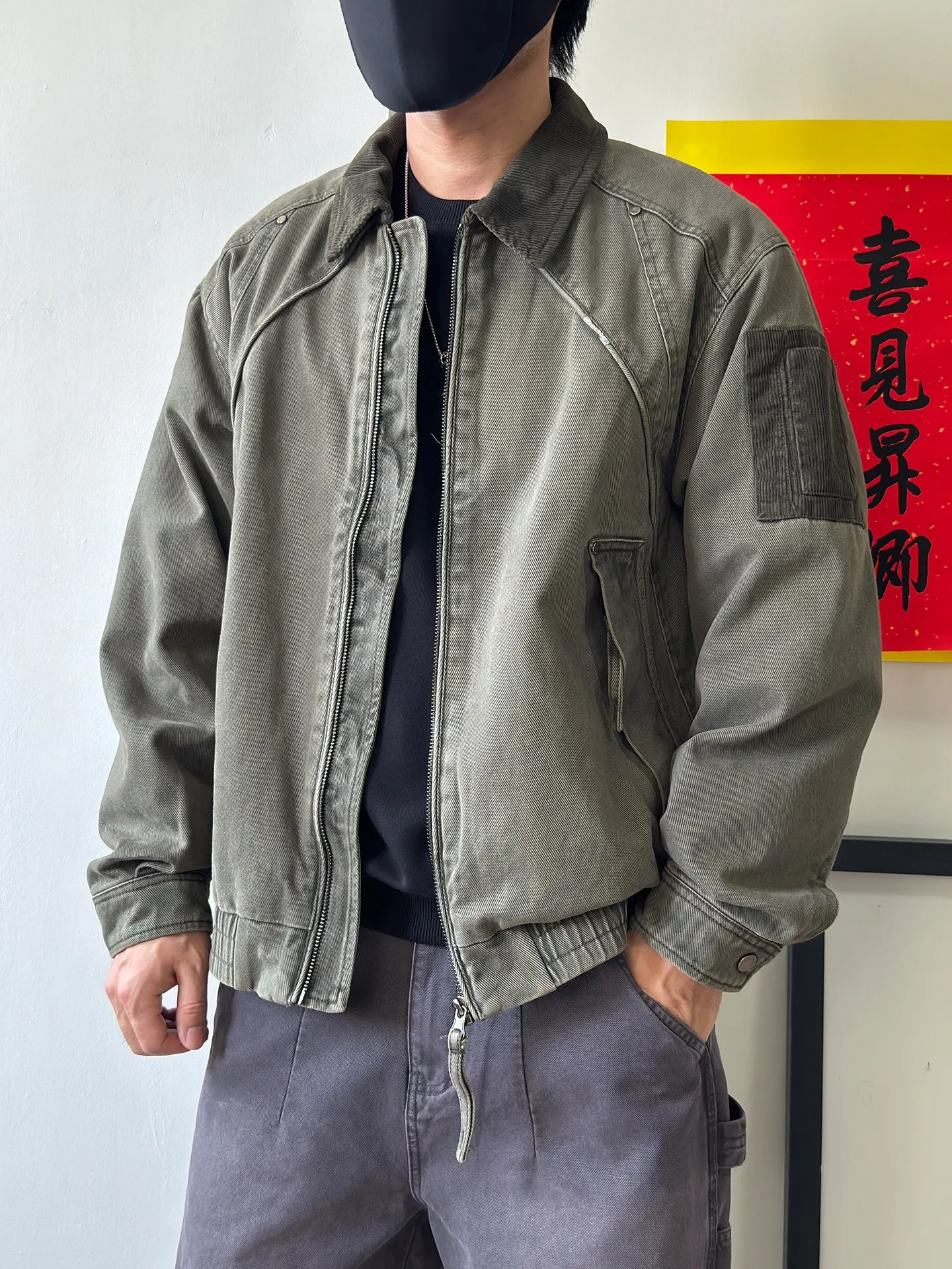 

Мужская рабочая куртка-бомбер Barn Style с воротником, осенне-зимняя, хлопковая, повседневная, модная, в стиле ретро, военная, с длинными рукавами, на молнии