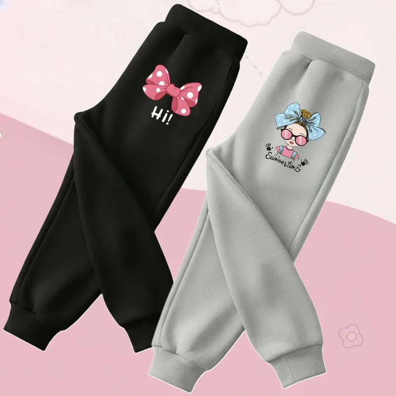 Frühling Herbst Mädchen Casual Hosen kinder Elastische Taille Jogger Kinder Hohe Taille Sport Hosen Nette Bogen Gedruckt Mädchen Hose