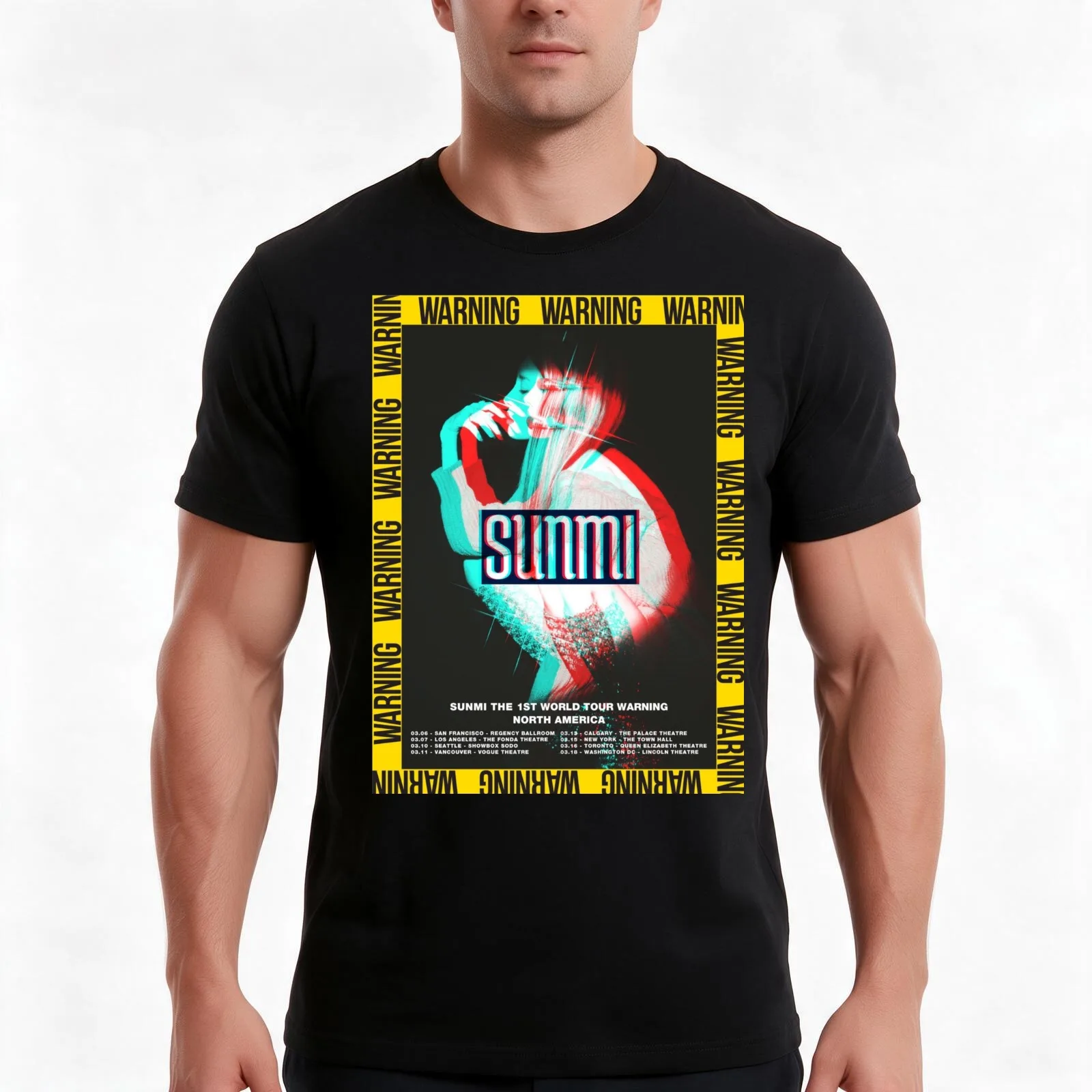Sunmi 1st World Tour “Warning” T-Shirt, Summer Casual Cotton Tee, Oversized Streetwear Tops, Vintage Graphic Print, 100% Cotton