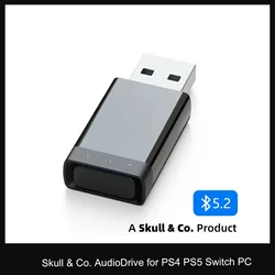 Skull & Co. AudioDrive Bluetooth 5.2 Compatible Wireless Audio Transmitter APTX LL Adapter for PS4 PS5 Switch PC