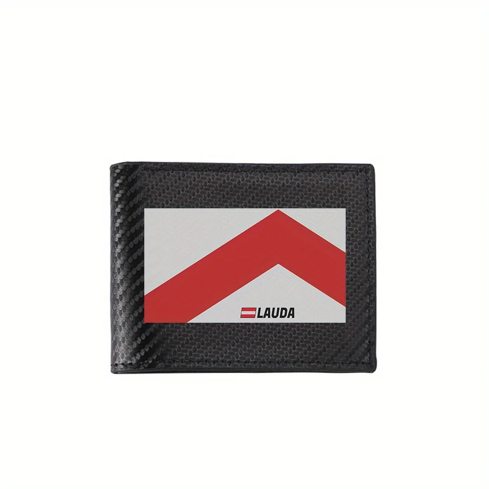 Red geometric shape with logo Men's Wallets Simple Business Modern Stylish Printing Design Gifts For Father Boyfriend Christmas