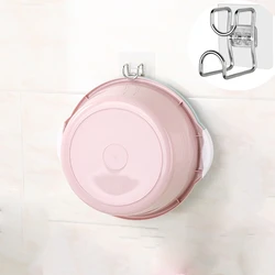 Waterproof Self Adhesive Stainless Steel Washbasin Hanger Bathroom Kitchen Basin Reusable Sticker Hook Bathroom Acce