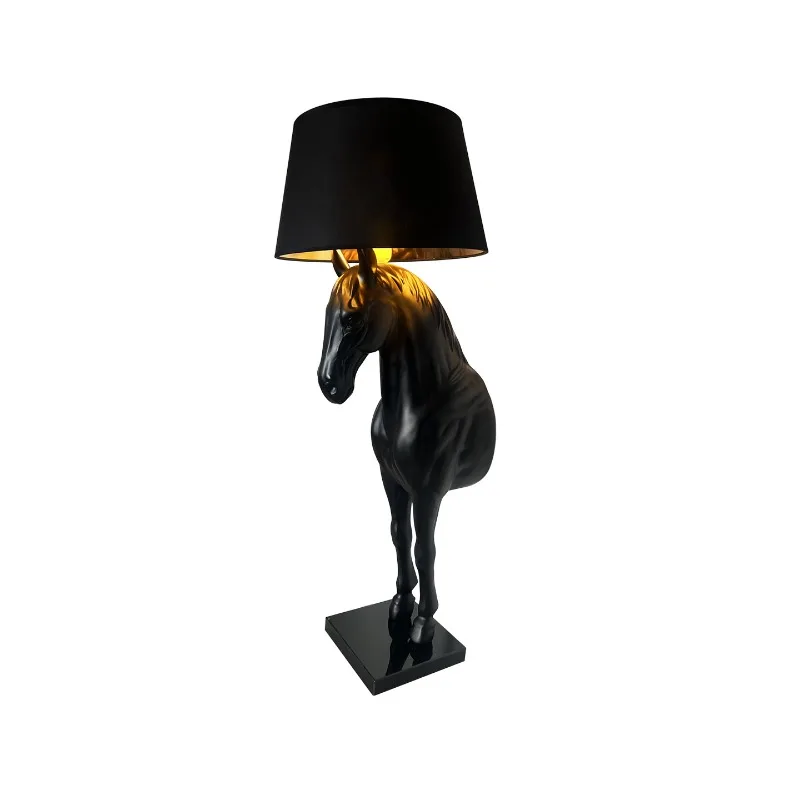Jingguang villa decoration, hotel lobby indoor living room three-dimensional horse head sculpture floor lamps