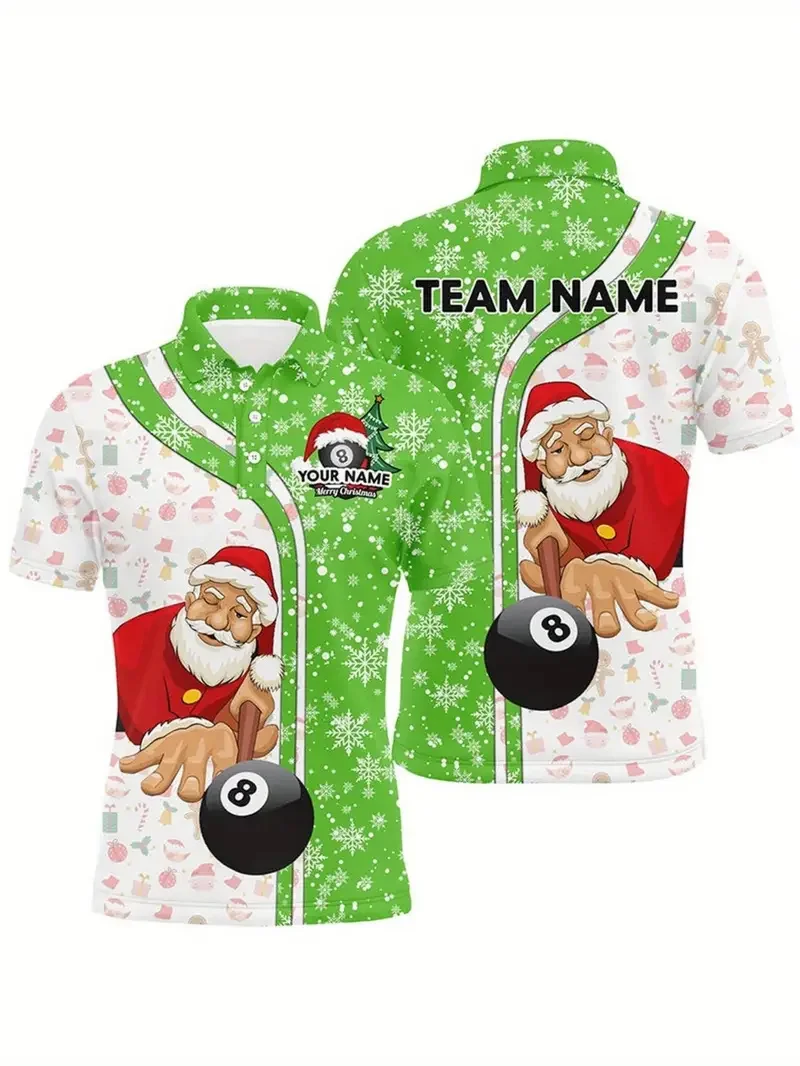 أزياء سانتا كلوز الرسم الرجال قميص بولو في الهواء الطلق جولف الرياضة قصيرة الأكمام التلبيب قمم عيد الميلاد موضوع عارضة مريحة أعلى #3